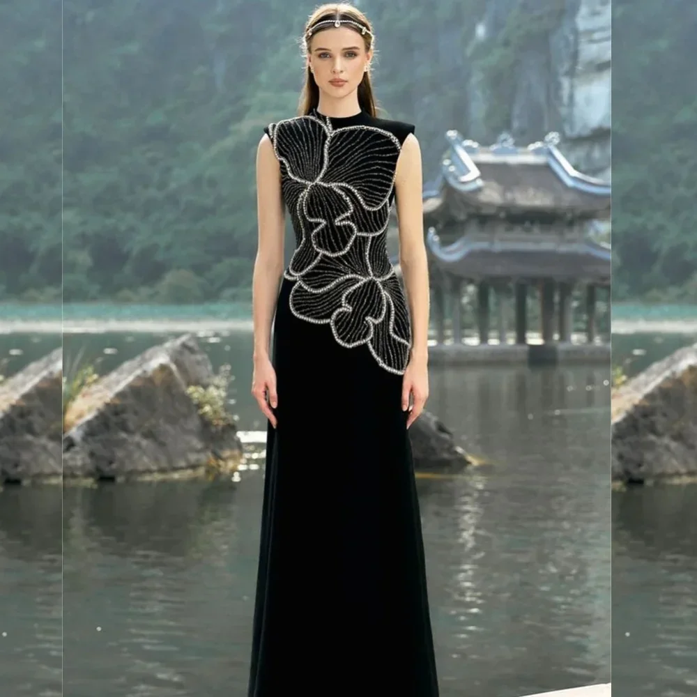 

Jersey Beading Draped Wedding Party A-line High Collar Bespoke Occasion Gown Midi Dresses Saudi Arabia Prom Dresses Customized