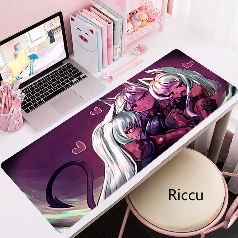 Anime Helltaker Mouse Pad, Gamer Gaming, Teclado, Deskmat, Mausepad, Mat Non-Slip, Acessórios de computador, Bloqueio Borda