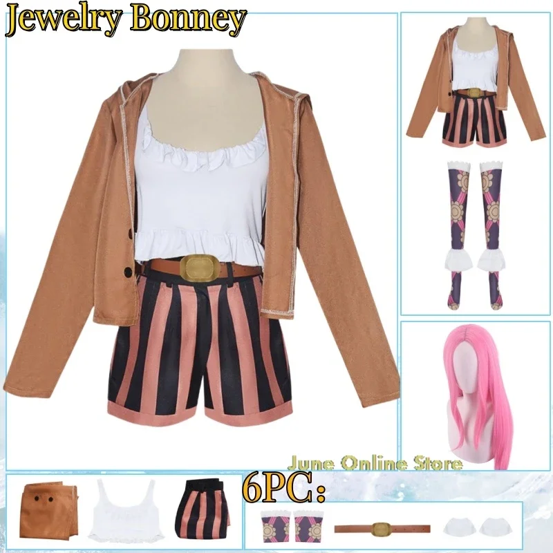 Bonney Anime Cosplay Traje para Mulheres, Cosplay Suit Set, Roupa de Halloween, Roupas de Carnaval, Traje de Halloween