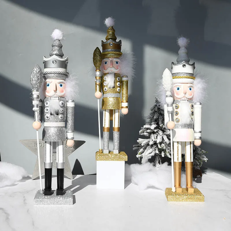 

Toy 42cm Gold Silver Shiny Unique Super Cute Puppet Nutcracker Candy Man Birthday Christmas Gift Ht073