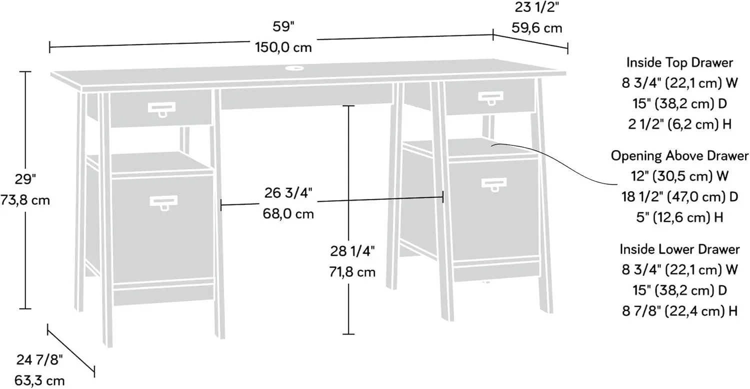 Trestle Executive Trestle Desk, Chalked Chestnut finish