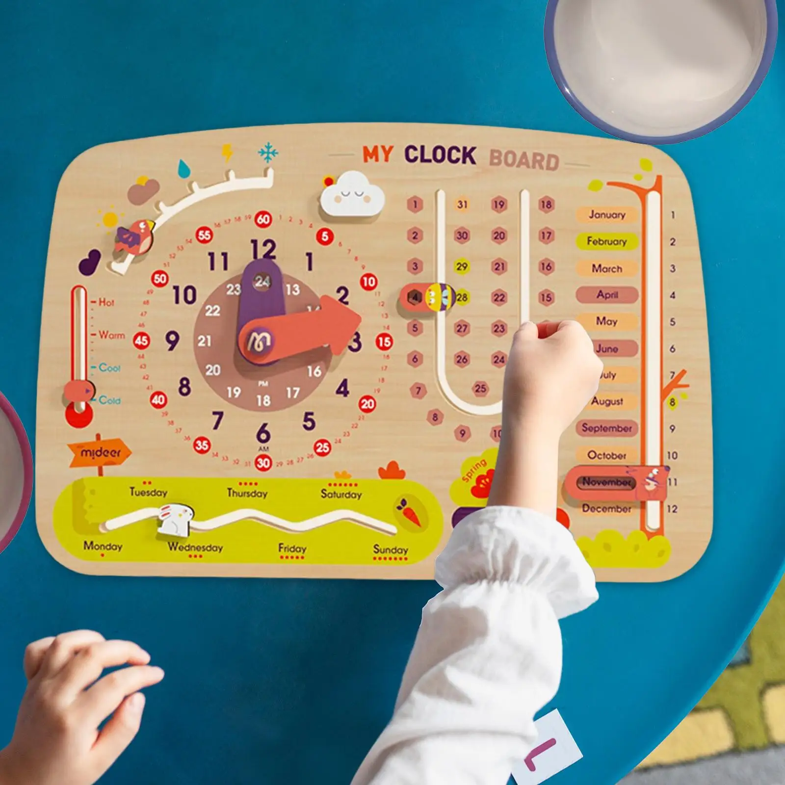 Jouets Montessori pour apprendre à dire l'heure pour enfants, calendrier 03 pour garçons et filles