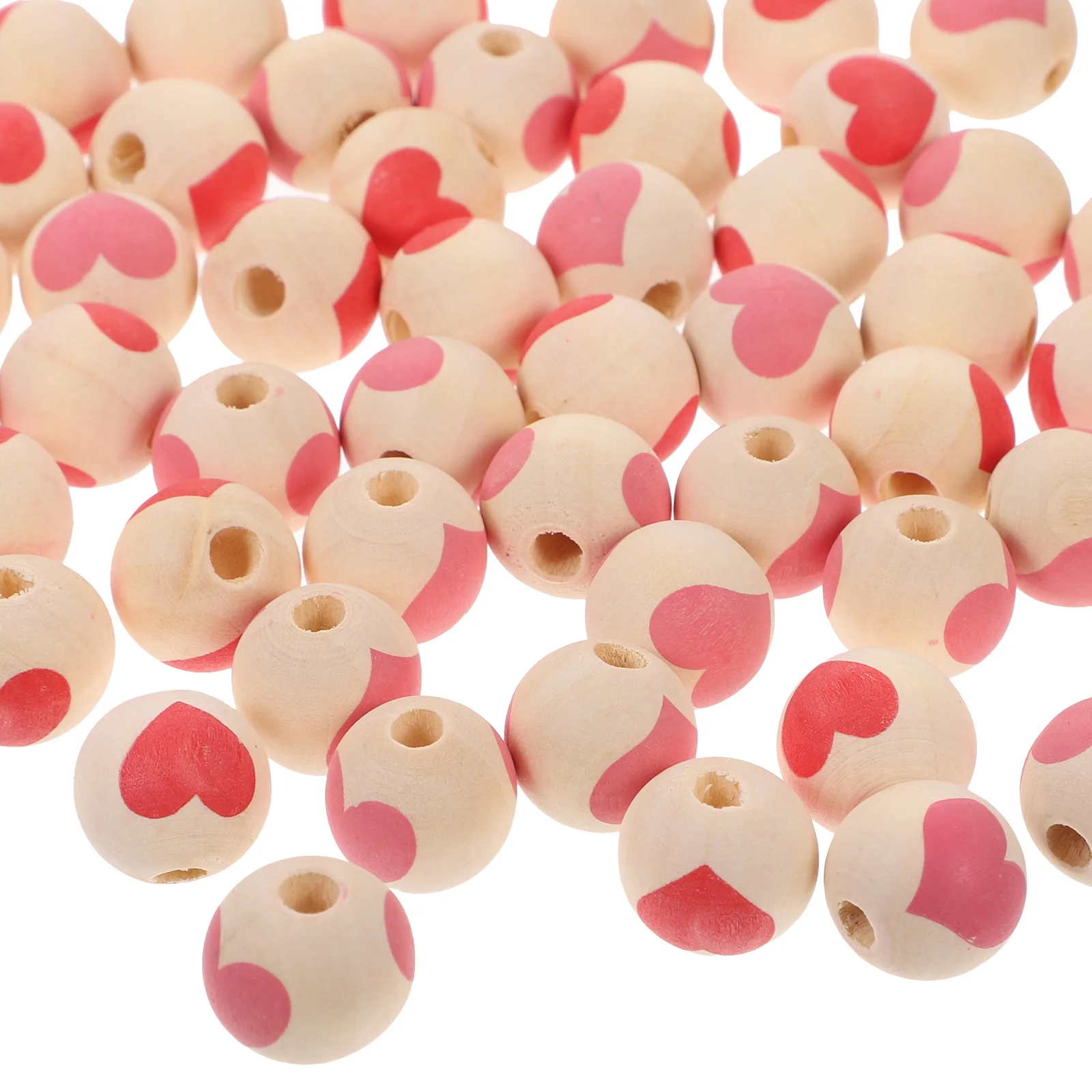 

Valentine Heart Wood Beads for DIY Bracelet Necklace Craft Supplies Decor Round Wooden Loose Beads Home Classroom
