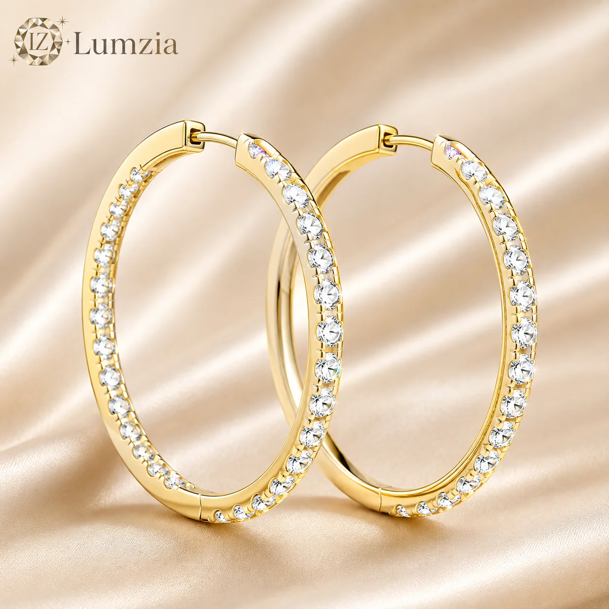 Moissanite Four Leaf Clover Hoop Earrings D Color VVS1 Plated Copper Floral Huggie Earrings GRA Certificate Gift for Women