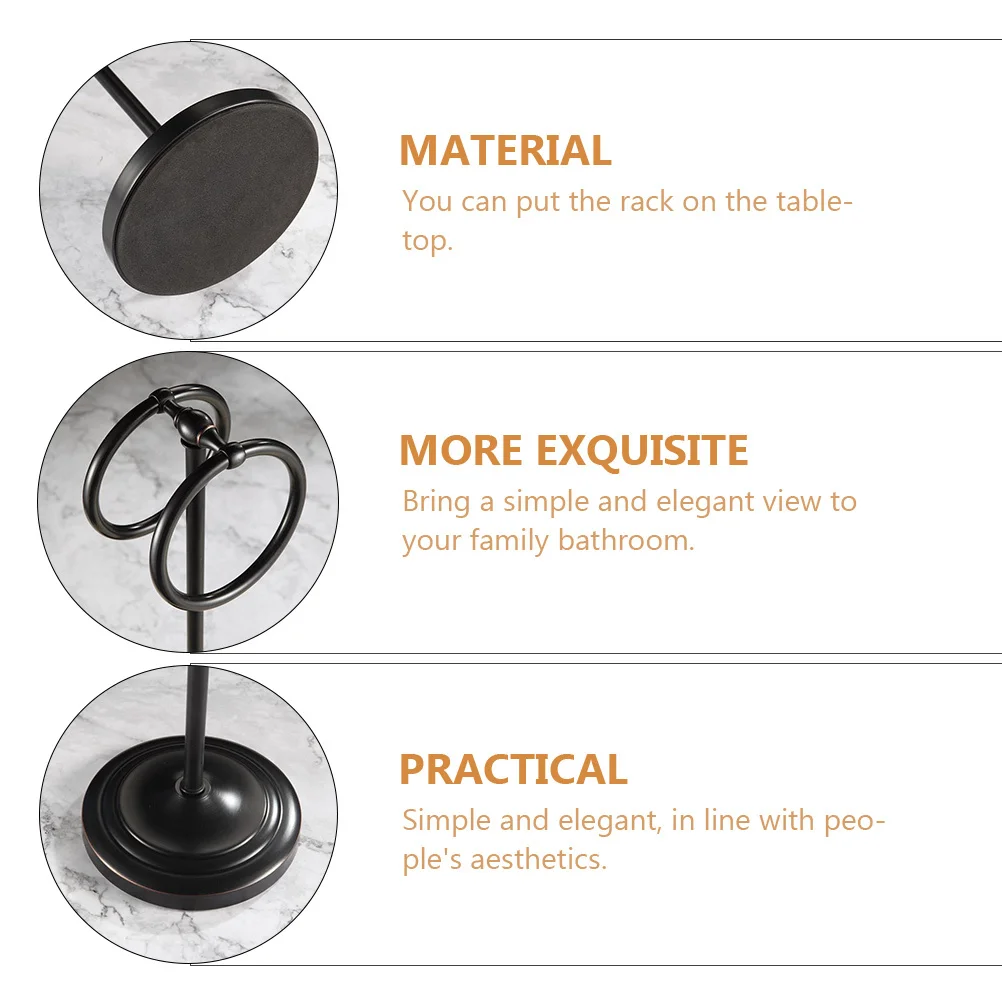 

1Pcs Stainless Steel Floor Standing Double Rings Towel Rack Stable Non-Slip Bathroom Storage Holder Towel Rack Storage Stand