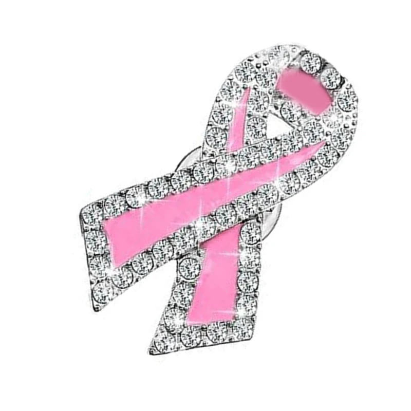 Official Breast Cancers Awareness Lapel Pins Pink Ribbon Brooch for Women Girls, Charity Public and Social Event Dropship