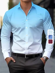 Gradient Color Men's Shirt Spring Single-breasted Lapel Design Shirt New Daily Fashion Casual Loose Comfortable Business Shirts