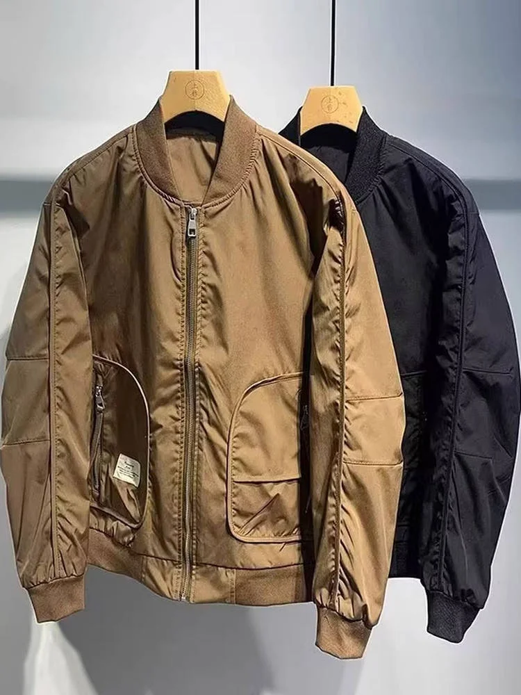 

Повседневная бейсбольная куртка для мужчин: весенне-осенняя модная тенденция в корейском стиле, премиум-класс, рабочая куртка с воротником-стойкой и молнией