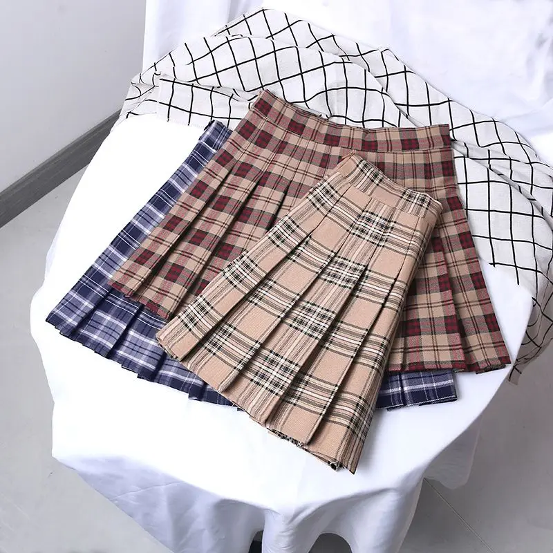 Plaid Pleated Skirt New Preppy Style Corset Trend A-line Skirt Women's Clothing High Waist Sexy Patchwork Lively Cute Skirts