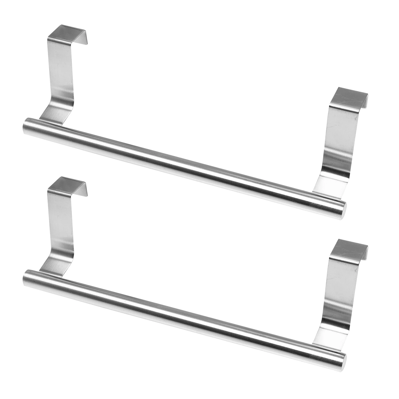 

2pcs Stainless Steel Single Rod Rack Punch Free Towel Storage Bathroom Behind Door Hanging Racks Shelf Sturdy