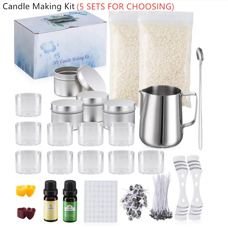 

1 Set Candle Making Kit Pouring Pot Wicks Sticker Diy Candle Fixator Craft Tools Diy Handmade Wax Candles with for Wedding Party