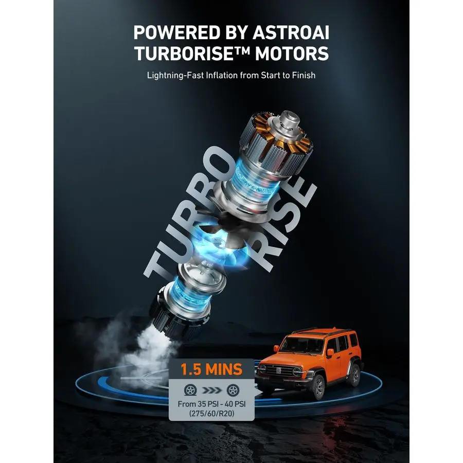 مضخة نفخ الإطارات المحمولة 160 رطل لكل بوصة مربعة تيار مستمر، إيقاف تلقائي مع شاشة، أسطوانات مزدوجة أمبير محركات مزدوجة، ضاغط هواء 12 فولت f #2