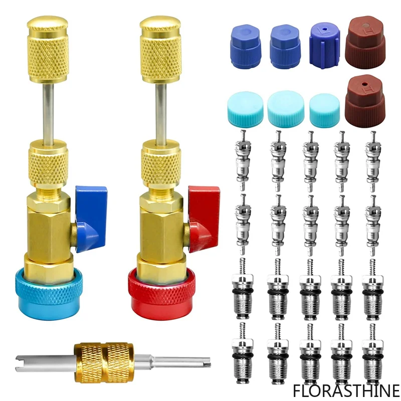 31Pcs A27F-R134A Valve Core Quick Remover Tool High Set() & Low Pressure AC Installation Removal Device