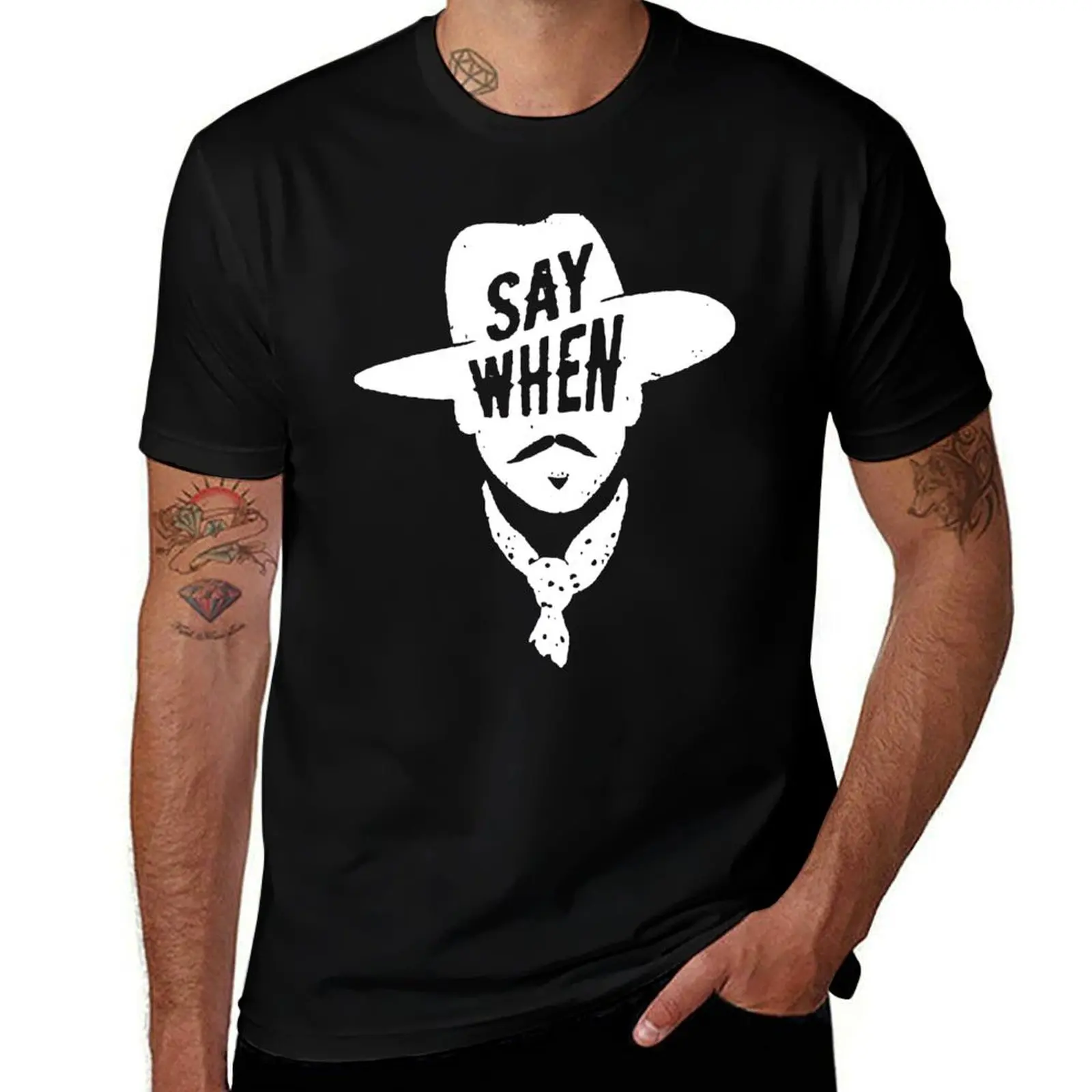 Doc Holliday Say When T-Shirt Gym Wear Breathable Short Sleeve Tee T-Shirt