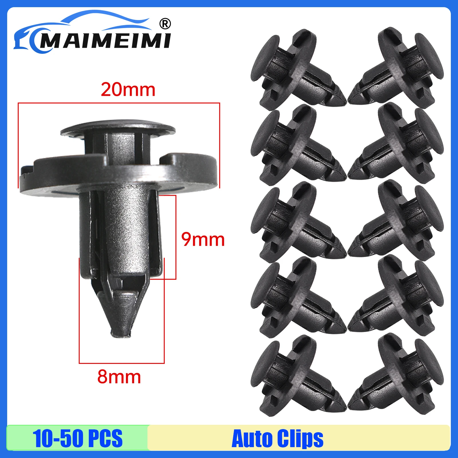 MAIMEIMI 10-50PCS Auto Bumper Fender Push 8mm Rivet Retainer Plastic Car Fastener Clip for Universal Car Rivet Fasteners Plastic
