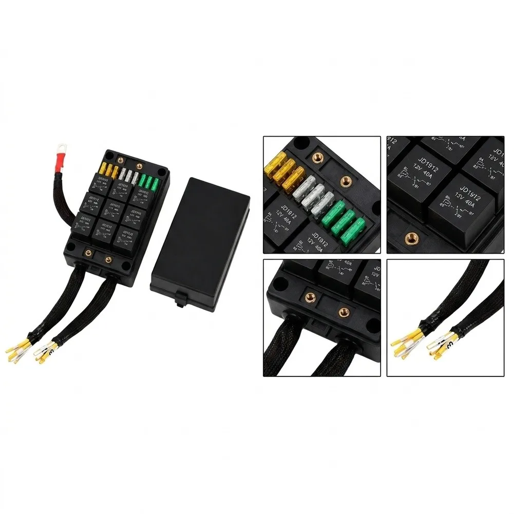 12V 9 Circuit Relay And Fuse Box For Automotive And Marine Applications Clear Wiring Layout Easy For Trace Quick Maintenance