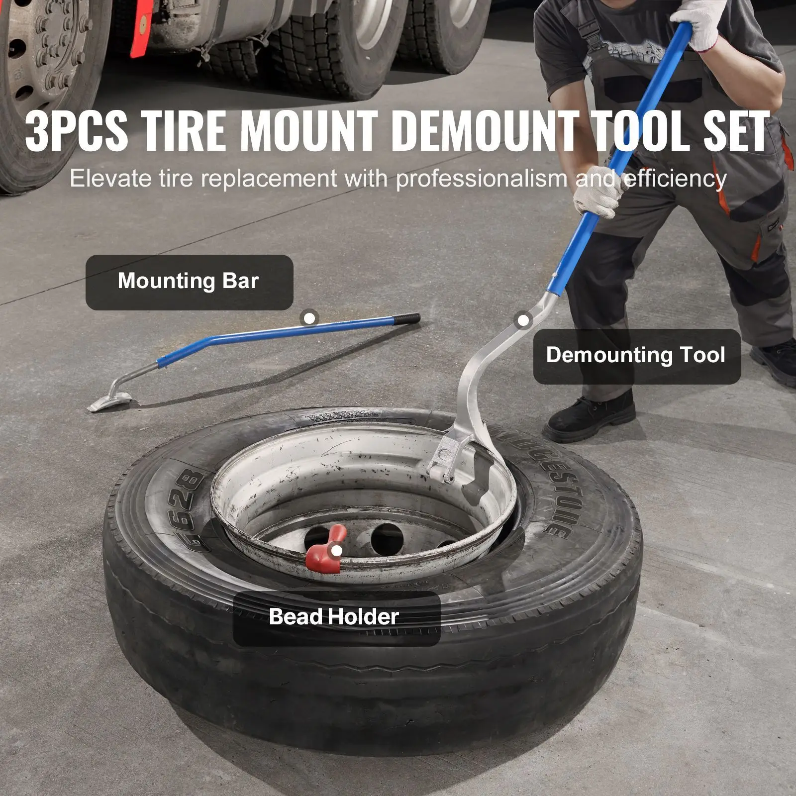 Truck Tire Changer Mount Demount 22.5-24.5 in Radial Bias Ply/Tubeless