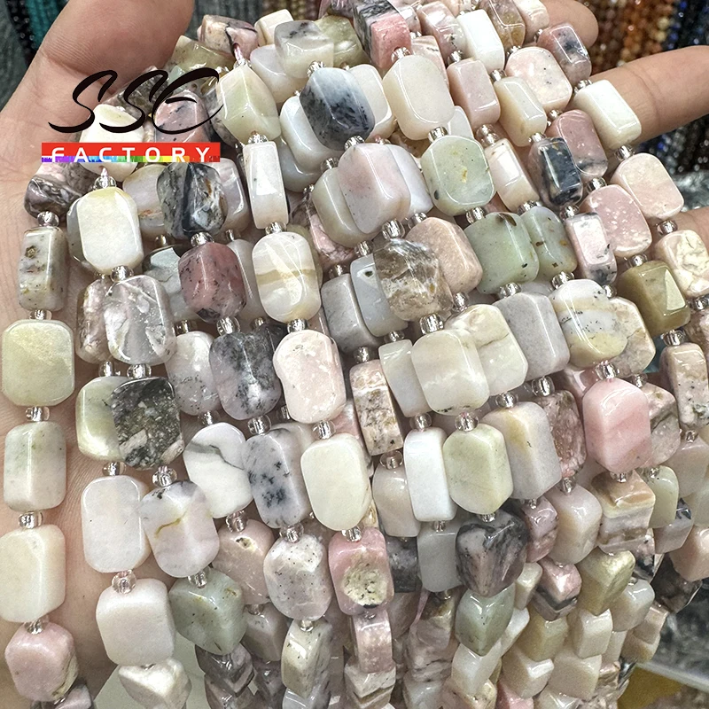 

Бусины из натурального розового опала 8 х12 мм, специальные плоские прямоугольные бусины, аксессуары для браслетов, 15 дюймов