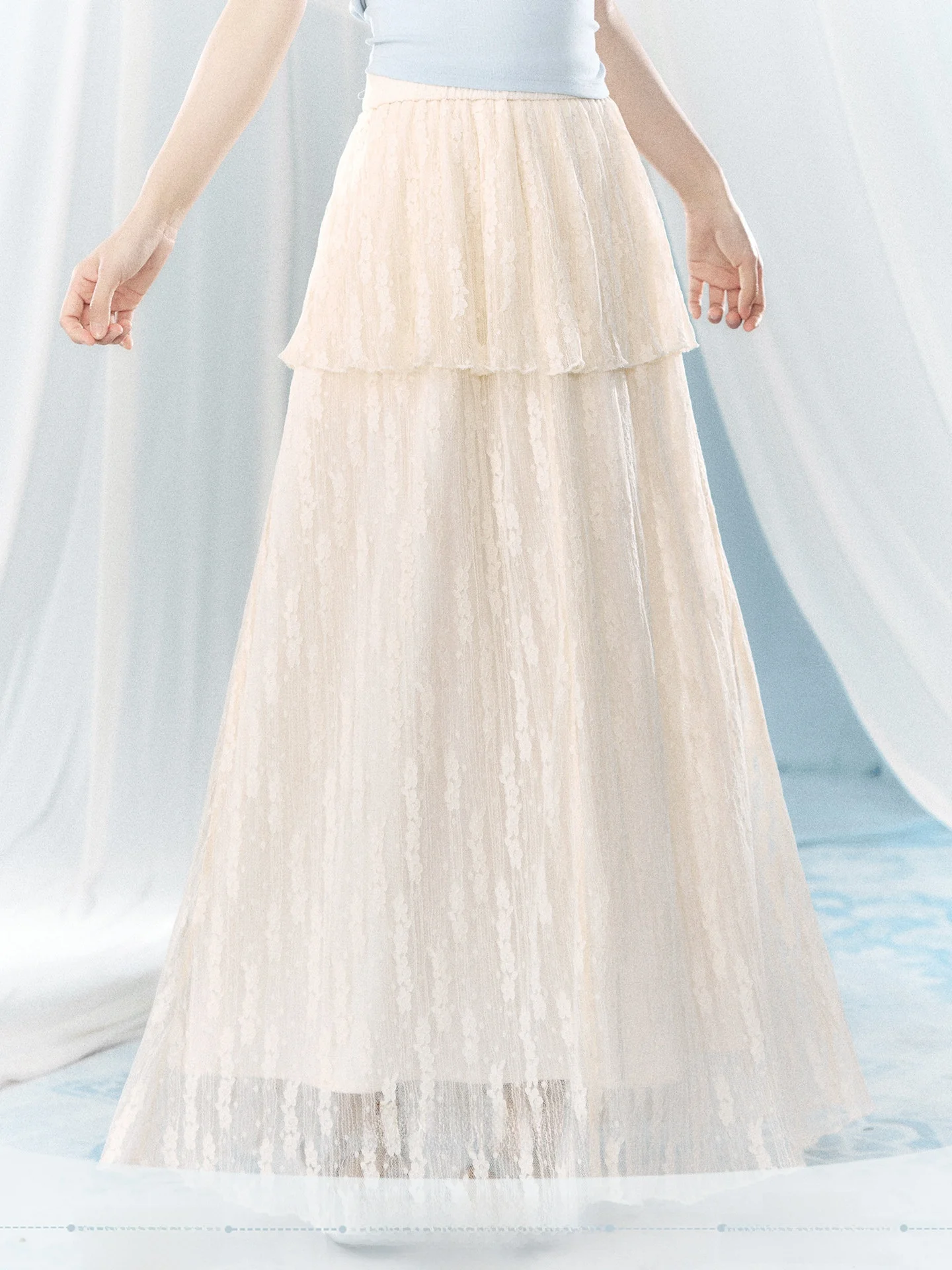 

Lace A-Line Skirt Women's Spring 2026 New Sle Korean Version High Waist Stand Fit Ci Commute Urban Faion