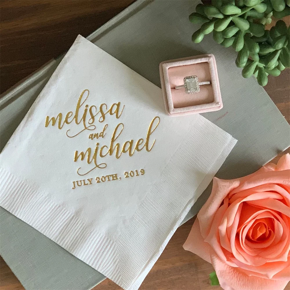 50pcs  Custom First Name Wedding Napkins | Rehearsal Dinner | Engagement Party | Custom Bar Napkins | Custom Wedding Napkins