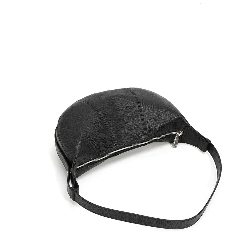100% Echtes Leder Schultertasche für Damen Große Kapazität Halbmond-Form Designer Kuhledertasche für Pendler Shopper-Tasche – Detail 33