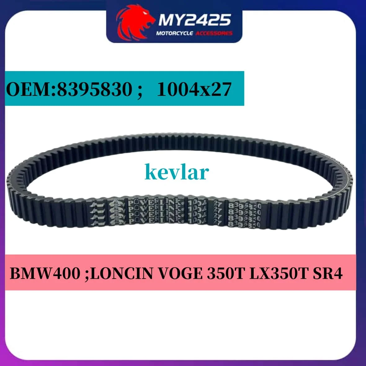 kevlar Drive Belt 1004x27 For BMW400 LONCIN VOGE 350T LX-350T LX350T SR4  AND Rolling Puli beads  VOGE 350TLX-350TSR4 C400GT