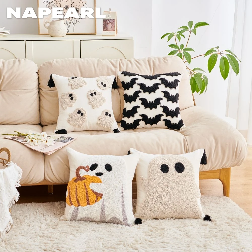 

NAPEARL Pumpkin Pillow Cover 45x45cm Halloween Cushion Case Washable 1PC