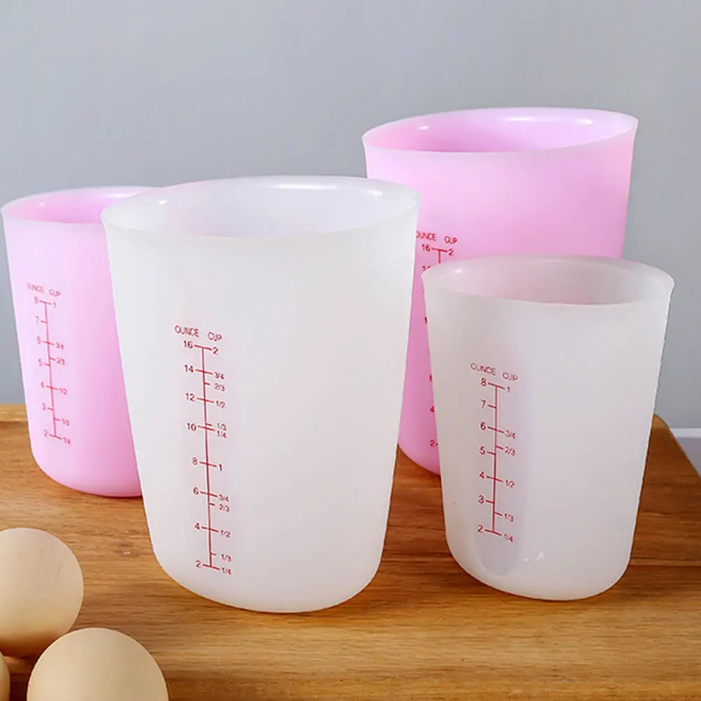 

2 Pcs Baking Measuring Cup Kitchen Tools Glass Scale Measure Silica Gel Cups with