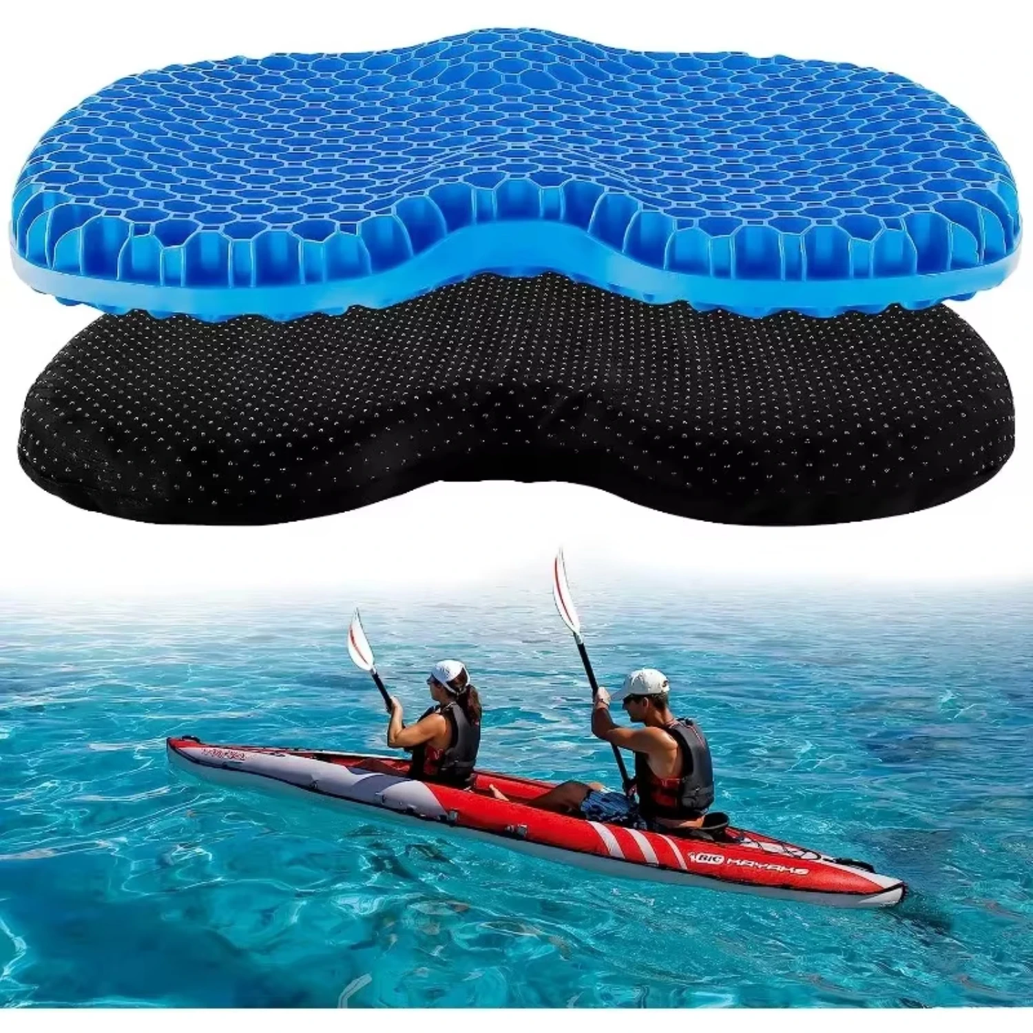 Anti Slip Padded Kayak Gel Seat Cushion Thick Waterproof Pad with Non-Slip Cover  Kayaking Fishing Boat Rafting Accessories