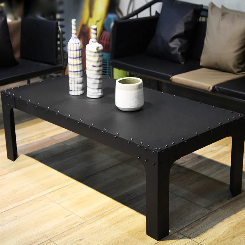 American retro individual industrial style metal rivets wrought iron coffee table loft hotel cafe sofa