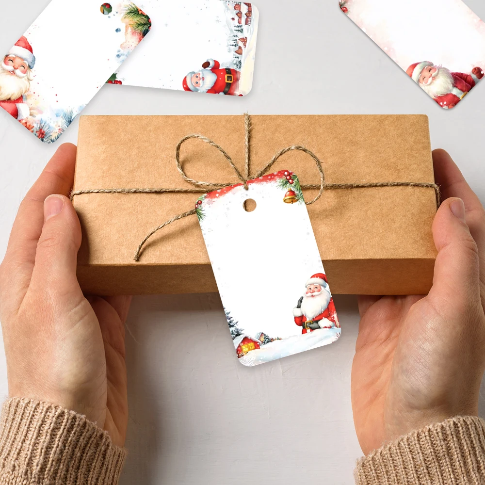40шт, рождественские бирки, подарочные этикетки, украшения для вечеринок, сделай сам, упаковочные украшения, поздравительные открытки, праздничные открытки, джутовый шпагат