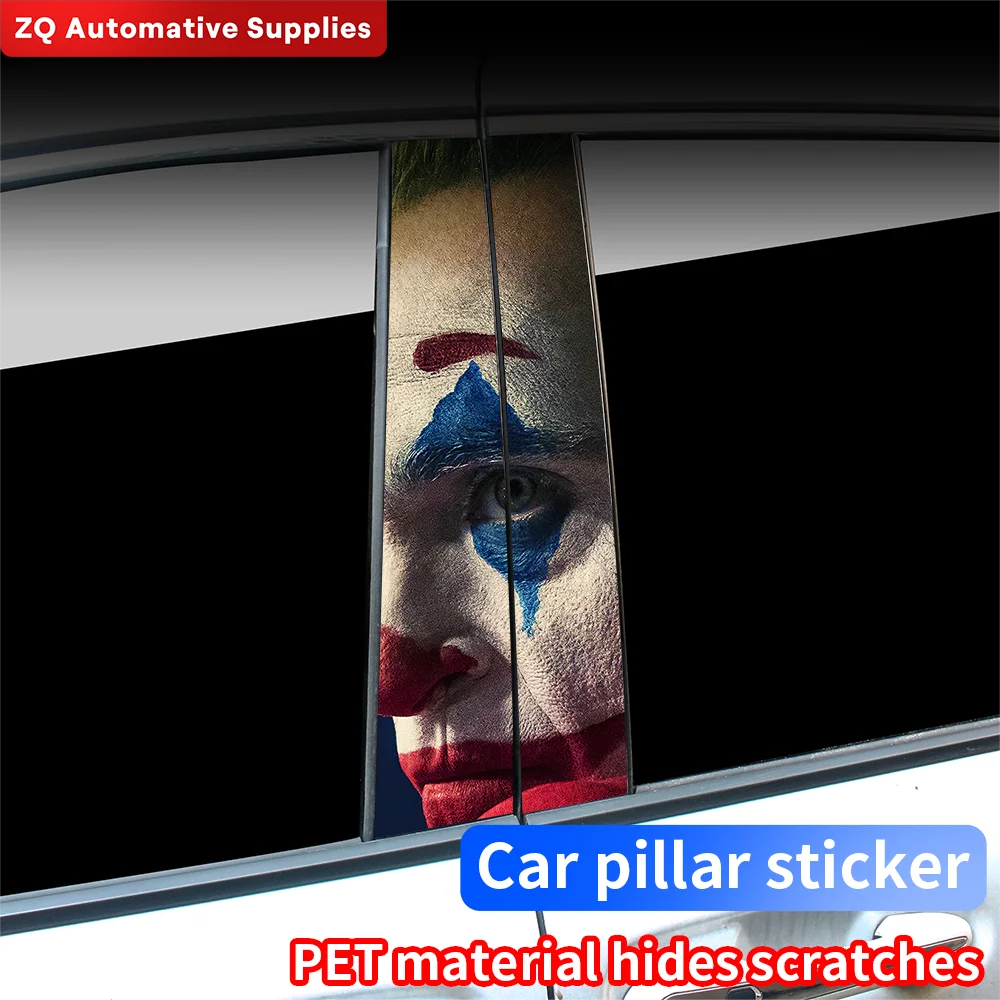 Autocollants de voiture amusants Joker, crème solaire du montant B, bricolage, couverture de colonne centrale automatique, rayures, autocollants de décoration de dessin animé, accessoires automobiles