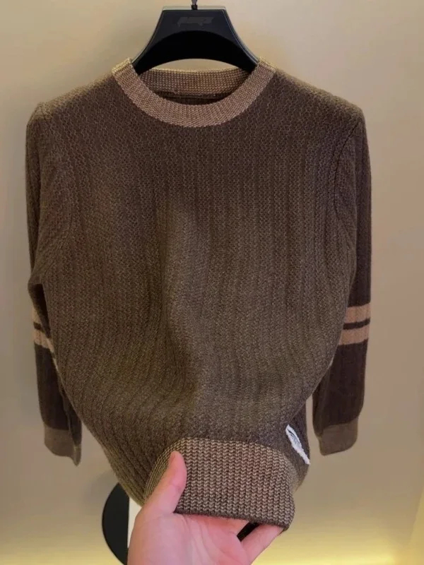 

Men's Casual Thiened round Ne Knitted Sweater Faionable Inner Wear Base irt Comfortable Polyester Fiber Long Sve