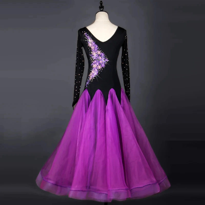 Custom Long Sleeve Waltz Tango Foxtrot Dance Dress Dancewear Ballroom Dance Dresses Standard Ballroom Dancing Clothes