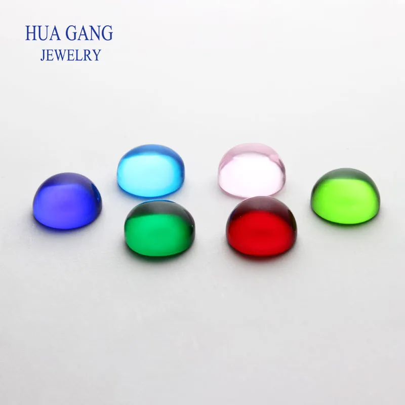 Round Shape Glass Beads Cabochon Cut Flat Bottom Loose  Synthetic Gems For Jewlry Size 8mm 10mm 20mm