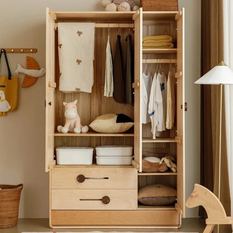 

Opposite door solid wood wardrobe children's bedroom simple side cabinet
