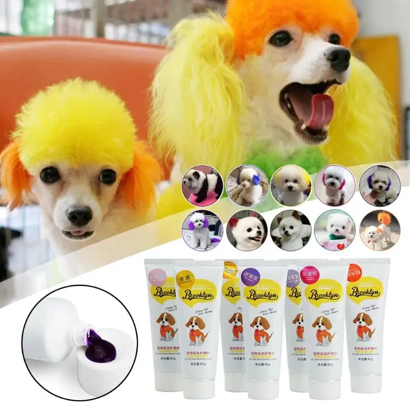 80g Pet Dog Cat Animals Hair Coloring Dyestuffs Dyeing Pigment Agent Supplies Lightweight Pet Care