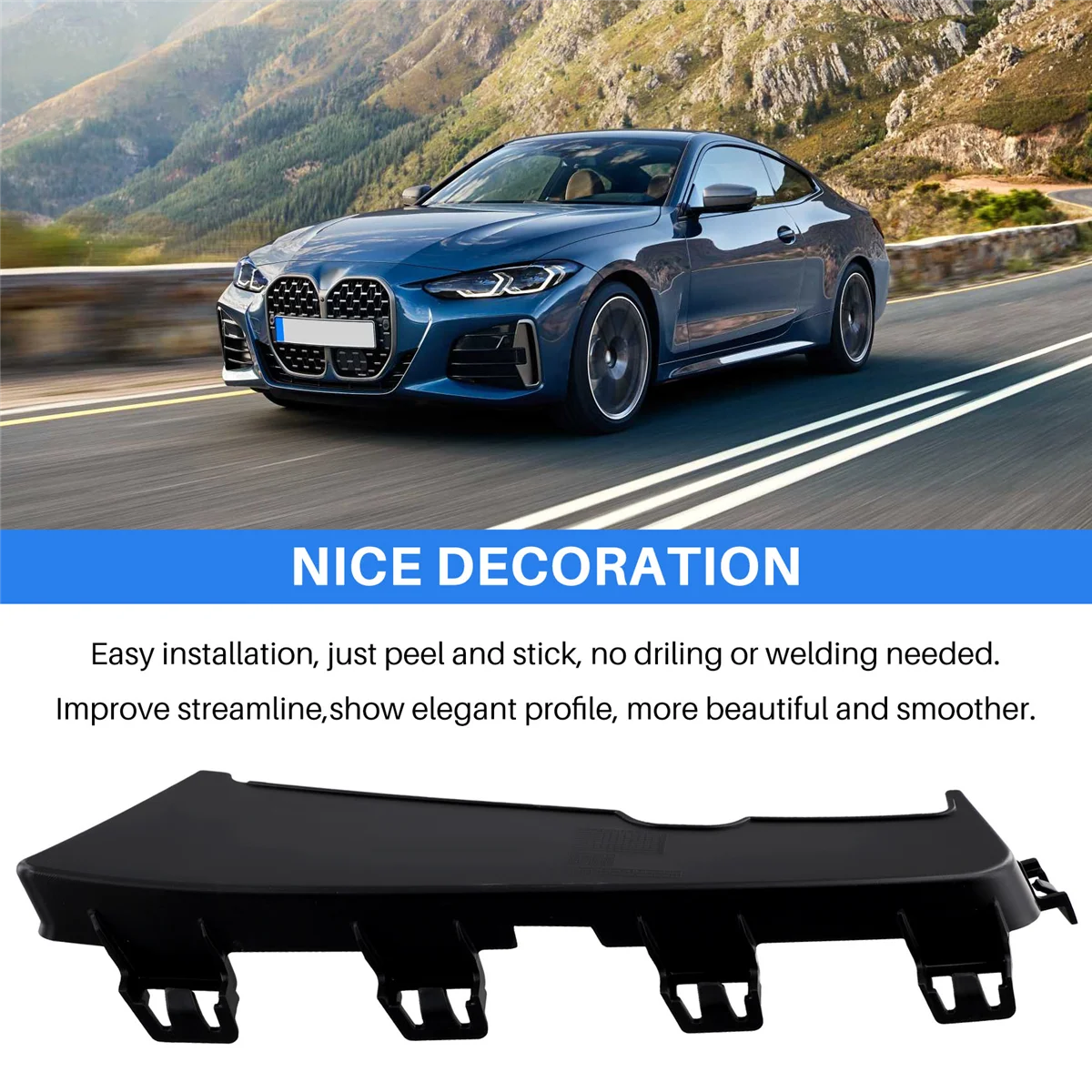 

Для BMW 4 Coupe (G22, G82) 2021, крышка левого воздуховода, рамка противотуманной фары-A77Q