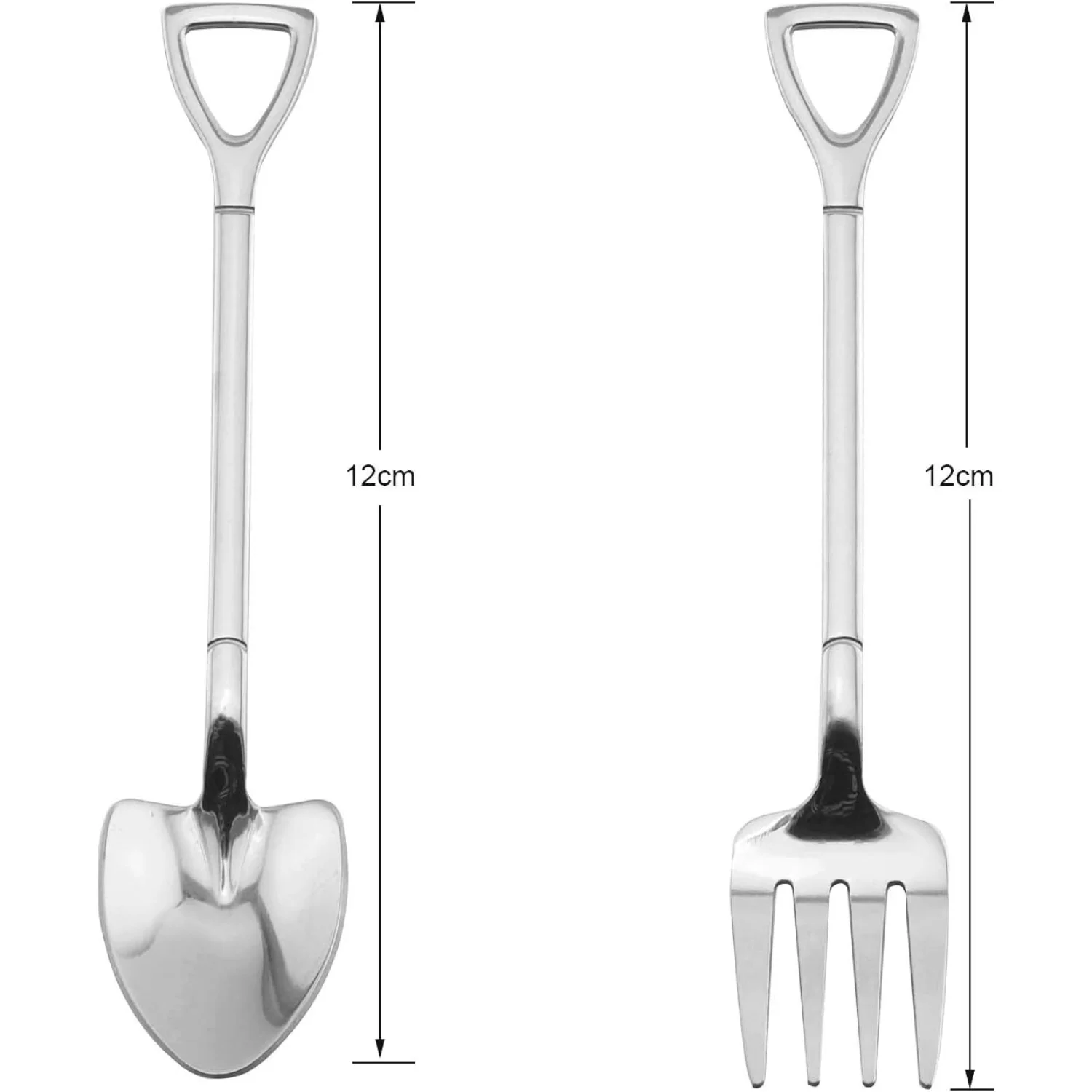 Stainless Steel Coffee Spoons Fruit Forks Bistro Cocktail Tasting Appetizer Mini Cake Silver Set