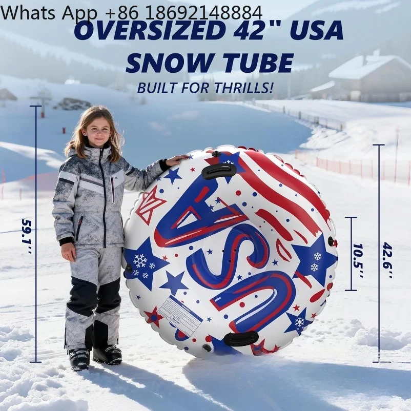 Thickened PVC Snow Tube with Large Backrest Anti Rollover Cold Resistant Sledding Cushion Outdoor Christmas Snow Sled