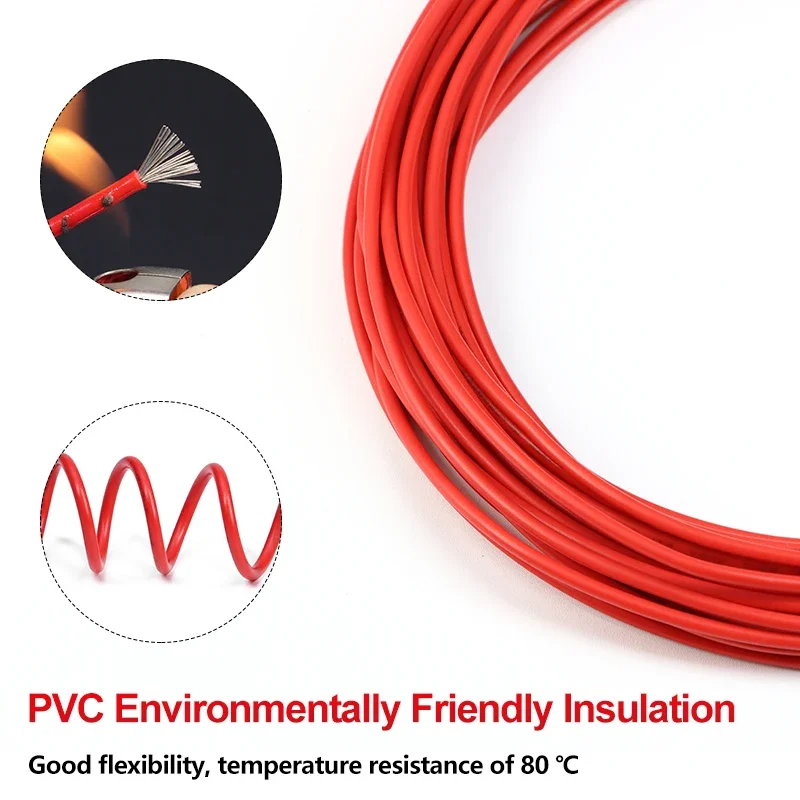 2/5 متر UL1007 الأسلاك النحاسية المعلبة 30 28 26 24 22 20 18 16AWG PVC العزل مرنة كابل إلكتروني لتقوم بها بنفسك LED مصباح سلك الإضاءة