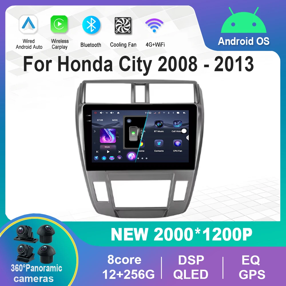 

10.1 '' for Honda City 2008 2009 - 2013 Car Radio Multimedia Player Android Intelligent System GPS Navi WiFi 4G QLED IPS Screen