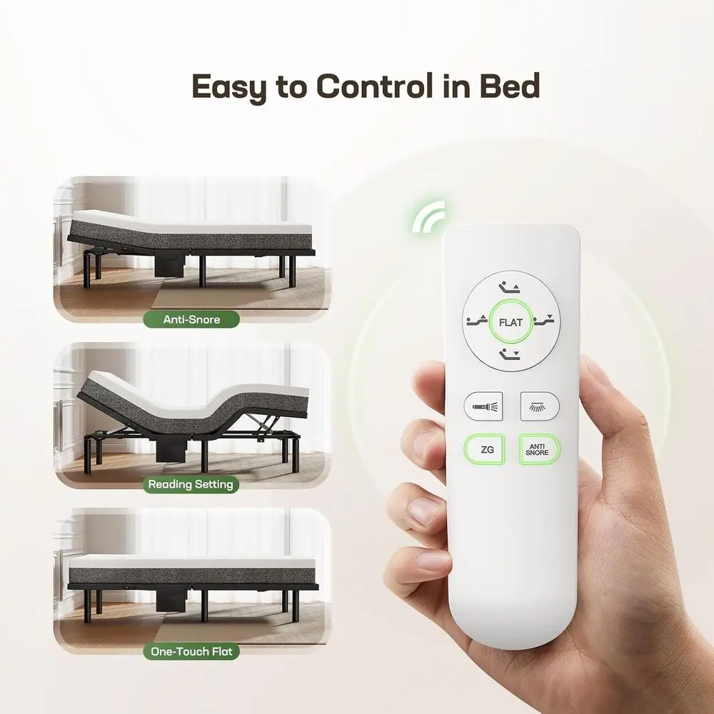 Adjustable Split King Bed Base with Wireless Remote, Smart Dual Motor, Zero Gravity, Anti-Snore, 4 USB Ports, Under Bed Light, E - view 6