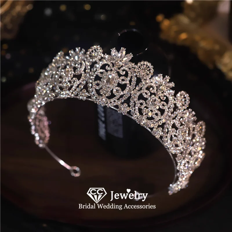 

CC Sparkly Crowns Women Accessories Engagement Hair Ornaments Bridal Headpiece Wedding Jewelry Crystal Tiaras With Earring AN454