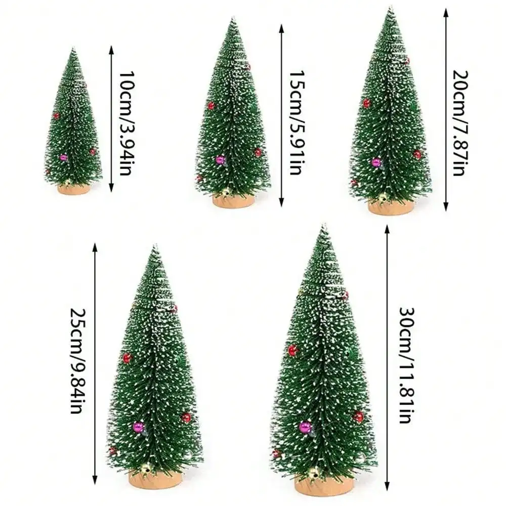 1Pc Mini Christmas Tree Cedar Tree Snowflake Pine Needle Tree Doll House Festival Tabletop Miniature Snow Decor