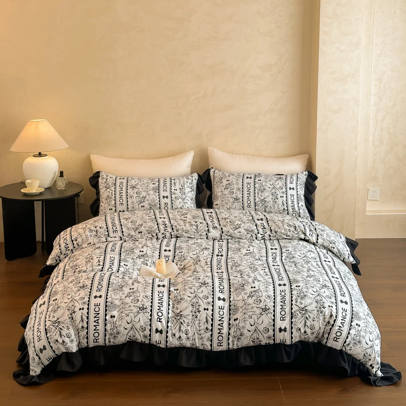 Printed Bedding Set Single Double Queen Size Quilt Cover Set High-Quality Skin Friendly Fabric Duvet Cover