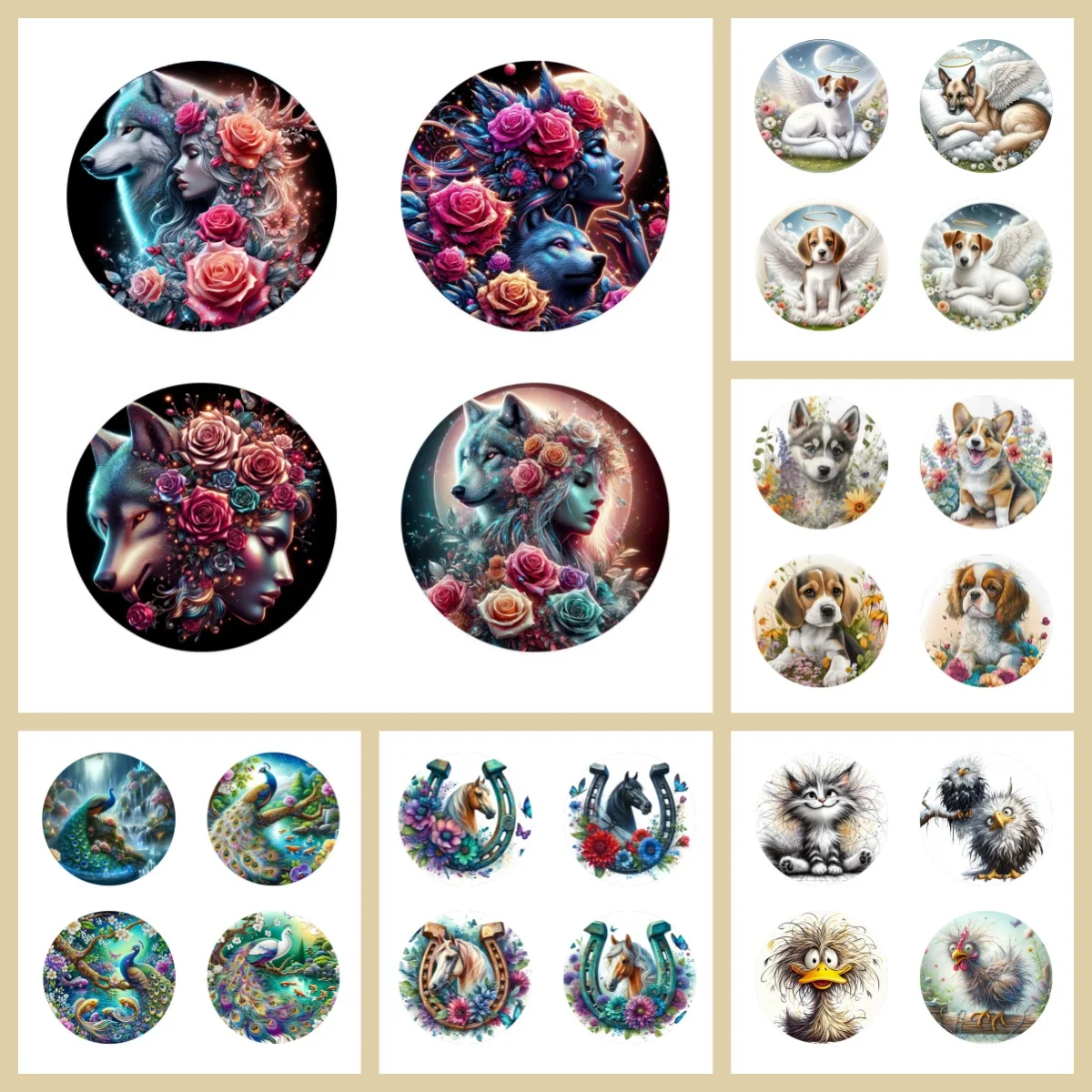 

4 противоскользящие и теплоизоляционные деревянные подставки с животным принтом, подходящие для подарков на кухонные и офисные праздничные товары.