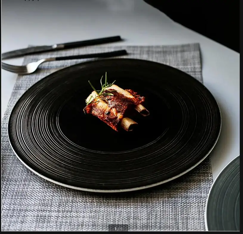 

Round White Ceramic Plate Western Steak Plates Dinner Pasta Sushi Dish Dessert Cake Pan Snack Fruit Tray Tableware