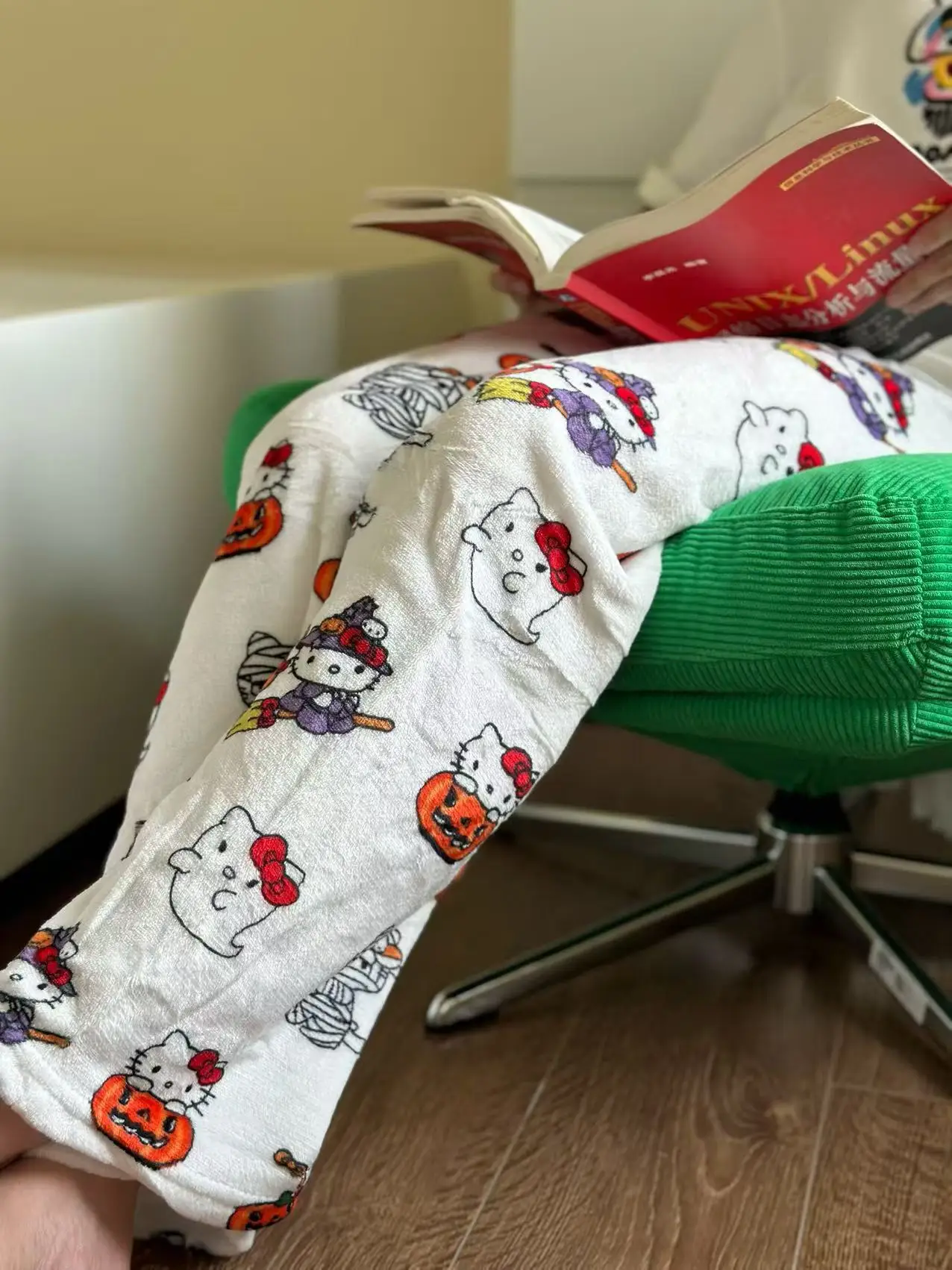 New Anime Stitch Pajama Pants Hello Kitty Halloween Cartoon Pajama Trousers Woman's Home Pants Autumn Winter Loungewear Trouser view 5