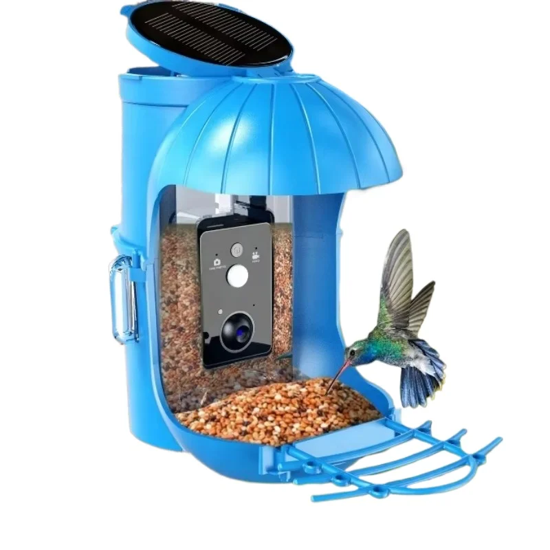 

Smart bird feeder camera with solar panel automatically notifies WiFi bird watching camera